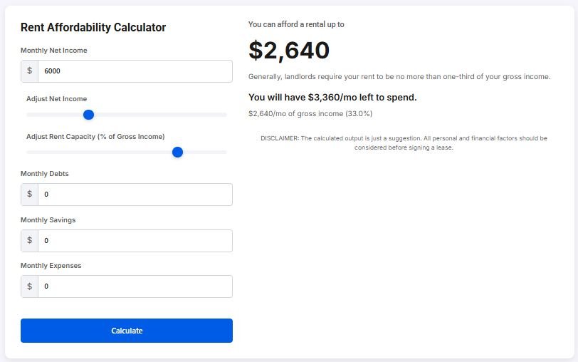 Rent Affordability Calculator